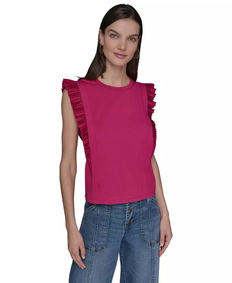 Женская футболка Karl Lagerfeld Paris с рукавами-крылышками 1159854946 (Розовый XL)