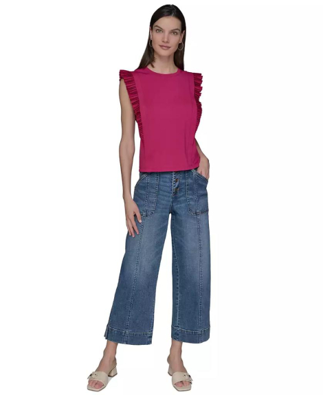 Женская футболка Karl Lagerfeld Paris с рукавами-крылышками 1159854946 (Розовый XL)