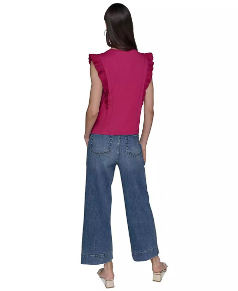 Женская футболка Karl Lagerfeld Paris с рукавами-крылышками 1159854946 (Розовый XL)