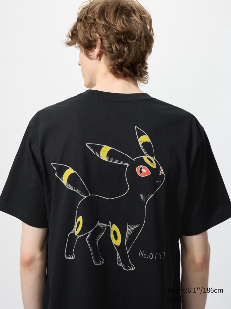 Футболка Pokémon Sketch UNIQLO із принтом ззаду 1159855009 (Чорний M)
