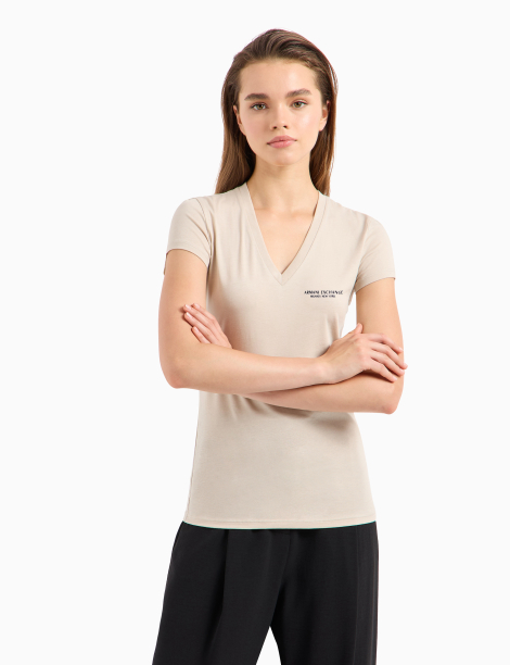 Жіноча футболка Armani Exchange з логотипом 1159855238 (Бежевий XXL)