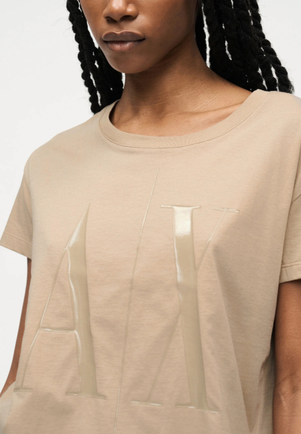 Женская футболка Armani Exchange с логотипом 1159855381 (Бежевый S)