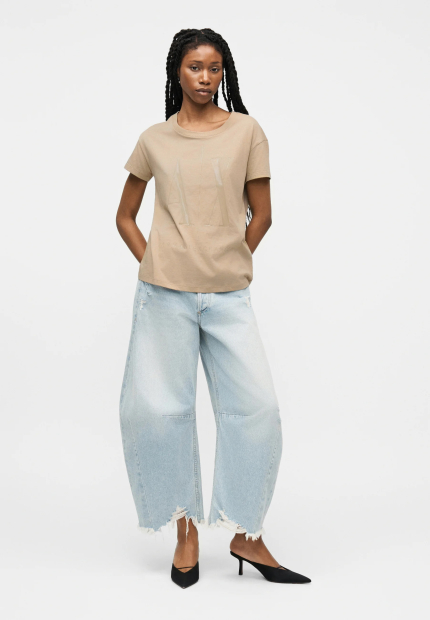 Женская футболка Armani Exchange с логотипом 1159855381 (Бежевый S)