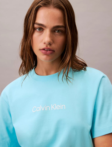 Женская футболка Calvin Klein с логотипом 1159855441 (Голубой L)