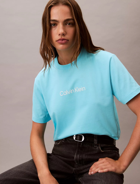 Женская футболка Calvin Klein с логотипом 1159855441 (Голубой L)