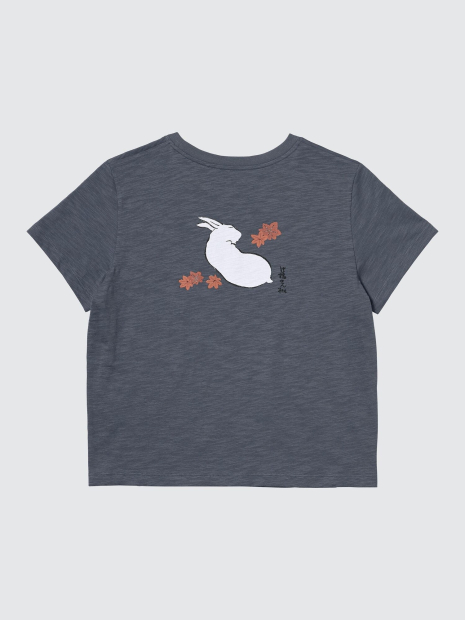 Футболка UNIQLO с принтом Wagara Animals 1159855517 (Серый XS)