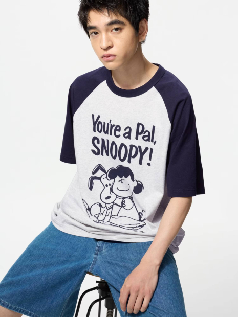 Футболка PEANUTS UT UNIQLO с принтом 1159855607 (Серый L)