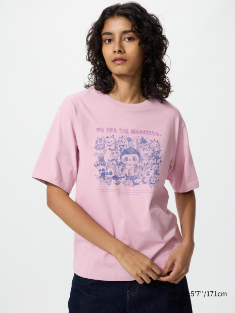 Футболка с принтом Labubu POP MART UT UNIQLO 1159855703 (Сиреневый XS)