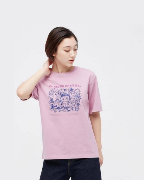 Футболка с принтом Labubu POP MART UT UNIQLO 1159855704 (Сиреневый XL)