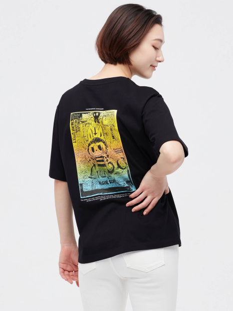 Футболка с принтом Labubu POP MART UT UNIQLO 1159855707 (Черный XS)