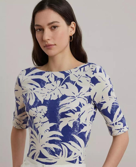 Женская футболка Ralph Lauren с принтом 1159856089 (Синий/Белый M)