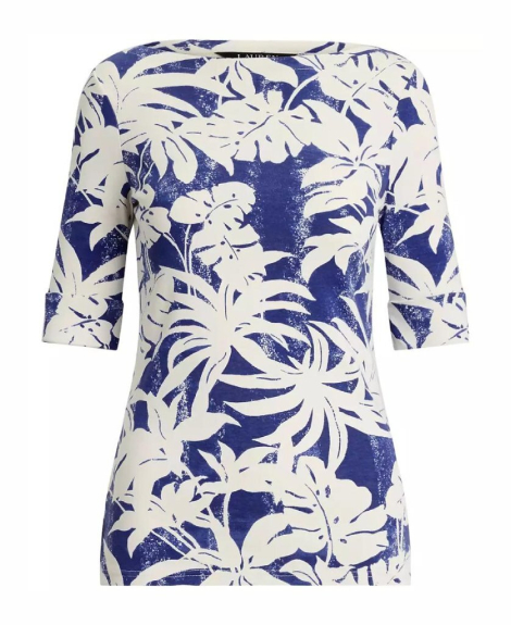 Женская футболка Ralph Lauren с принтом 1159856089 (Синий/Белый M)