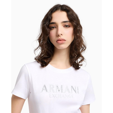 Женская футболка Armani Exchange с логотипом из страз 1159856816 (Белый XXL)