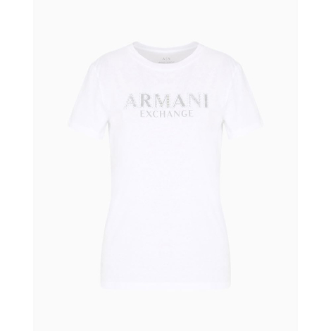 Женская футболка Armani Exchange с логотипом из страз 1159856816 (Белый XXL)