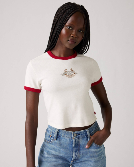 Жіноча укорочена футболка Levi's з принтом 1159857121 (Білий S)