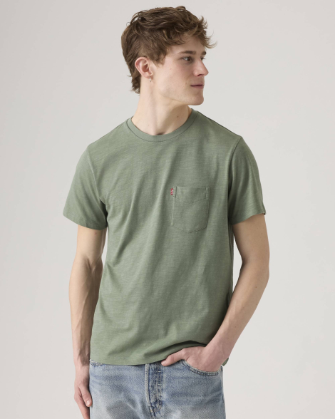 Футболка Levi's с карманом 1159857192 (Зеленый L)