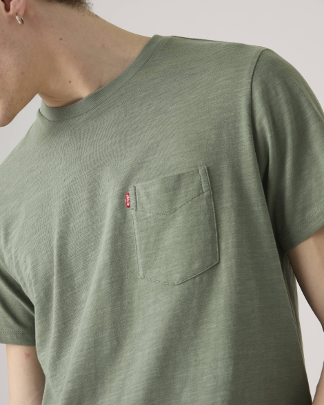 Футболка Levi's с карманом 1159857192 (Зеленый L)