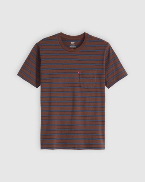 Футболка мужская в полоску Levi's с нагрудным карманом 1159857292 (Коричневый/Синий XL)