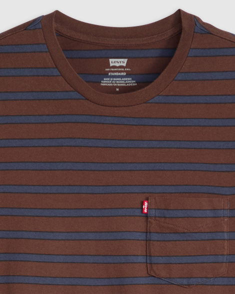 Футболка мужская в полоску Levi's с нагрудным карманом 1159857292 (Коричневый/Синий XL)