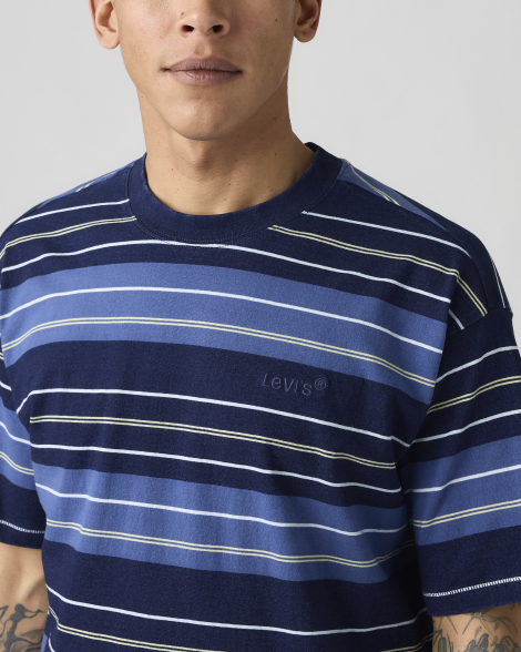 Футболка мужская в полоску Levi's 1159857303 (Синий/Голубой XL)