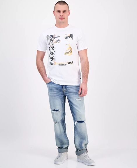 Чоловічі футболки Guess з принтом та вишивкою 1159857514 (Білий XXL)