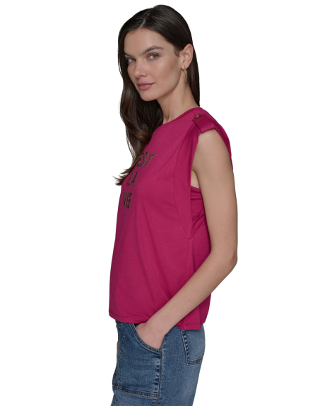 Жіноча футболка Karl Lagerfeld Paris з намистинами 1159857518 (рожевий M)