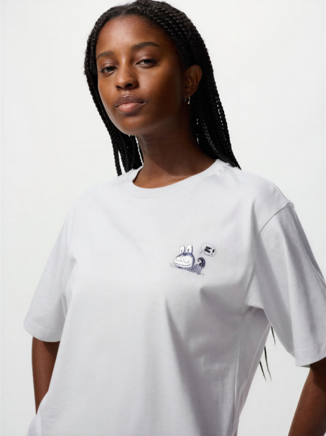 Футболка з принтом Labubu POP MART UT UNIQLO 1159857644 (Сірий S)