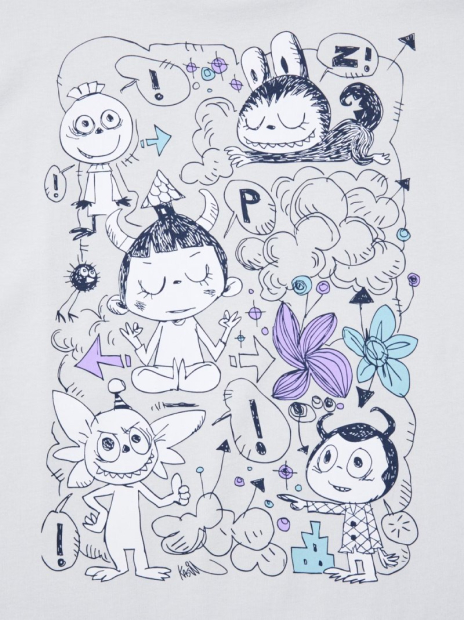 Футболка з принтом Labubu POP MART UT UNIQLO 1159857644 (Сірий S)