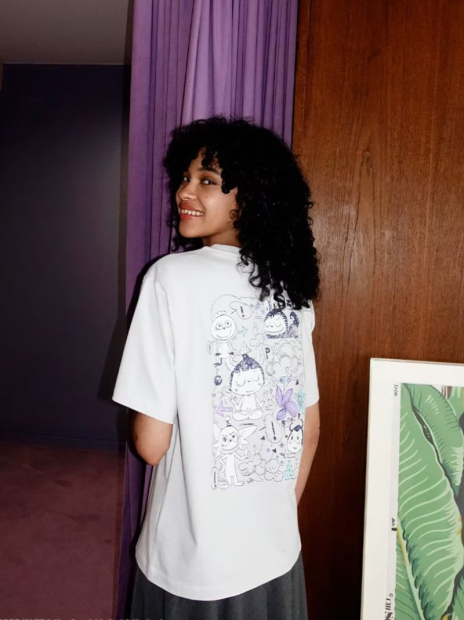 Футболка з принтом Labubu POP MART UT UNIQLO 1159857644 (Сірий S)