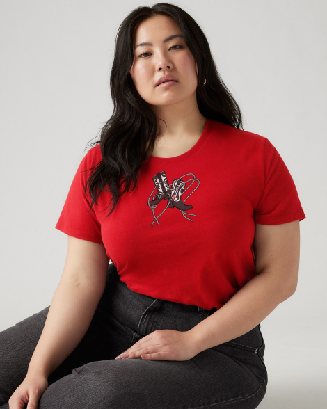 Жіноча футболка Levi's з принтом 1159857736 (Червоний 1X)