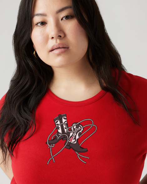 Жіноча футболка Levi's з принтом 1159857736 (Червоний 1X)