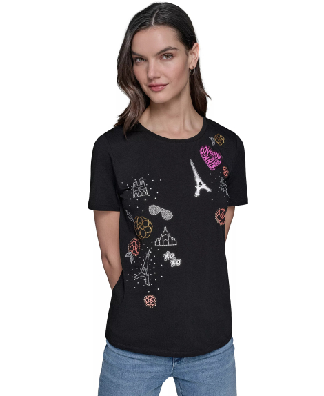 Женская футболка Karl Lagerfeld Paris с принтом 1159857998 (Черный M)