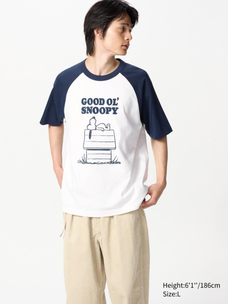 Футболка PEANUTS UT UNIQLO з принтом 1159858141 (Синій/Білий M)