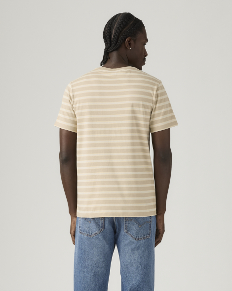 Футболка мужская в полоску Levi's с нагрудным карманом 1159858512 (Бежевый M)