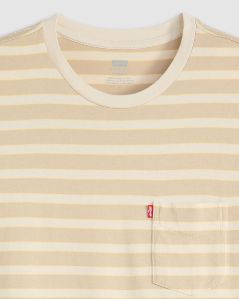 Футболка мужская в полоску Levi's с нагрудным карманом 1159858512 (Бежевый M)