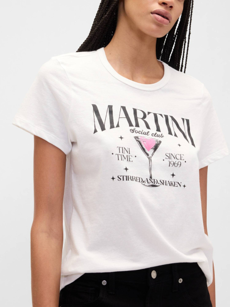 Жіноча футболка GAP з принтом 1159858530 (Молочний M)