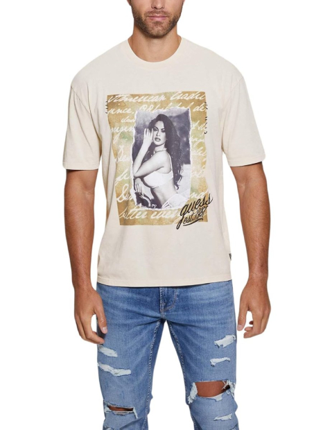 Мужская футболка Guess с принтом 1159858920 (Молочный XXL)