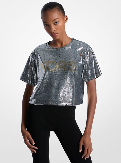 Жіноча футболка Michael Kors з паєтками 1159859495 (Сріблястий S)