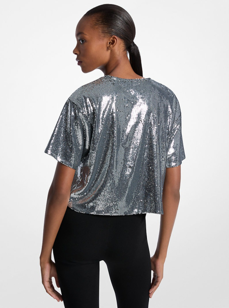 Жіноча футболка Michael Kors з паєтками 1159859495 (Сріблястий S)