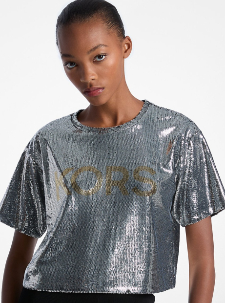 Жіноча футболка Michael Kors з паєтками 1159859495 (Сріблястий S)
