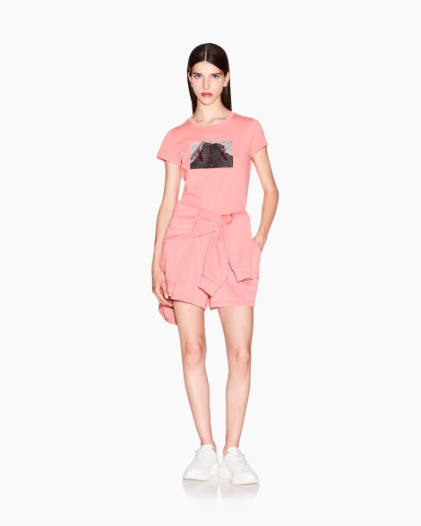 Жіноча футболка Armani Exchange з логотипом з паєток 1159859684 (рожевий S)