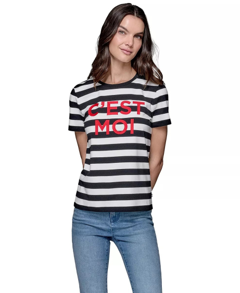 Женская футболка Karl Lagerfeld Paris с вышивкой 1159860681 (Черный/Белый S)