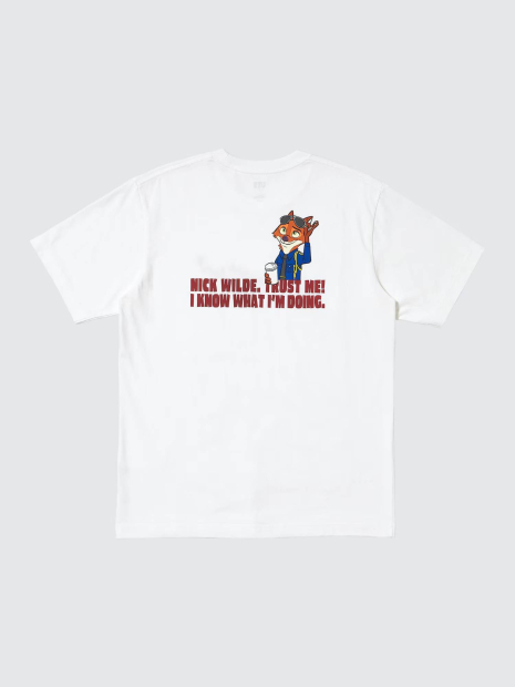 Футболка Zootopia UNIQLO с принтом сзади 1159860747 (Белый XXL)