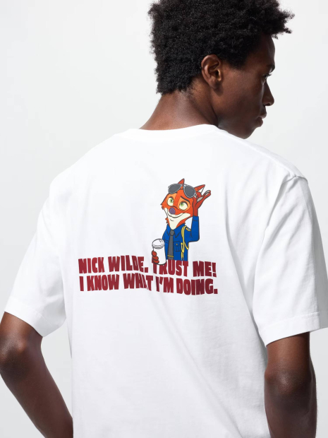 Футболка Zootopia UNIQLO с принтом сзади 1159860747 (Белый XXL)