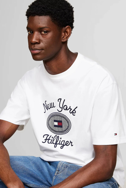 Мужская футболка Tommy Hilfiger с вышивкой 1159860889 (Белый S)