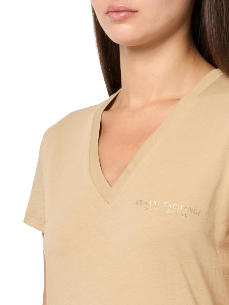 Женская футболка Armani Exchange с логотипом 1159861082 (Бежевый XS)