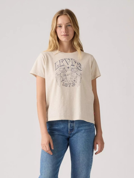 Жіноча футболка Levi's з принтом 1159861858 (Молочний S)