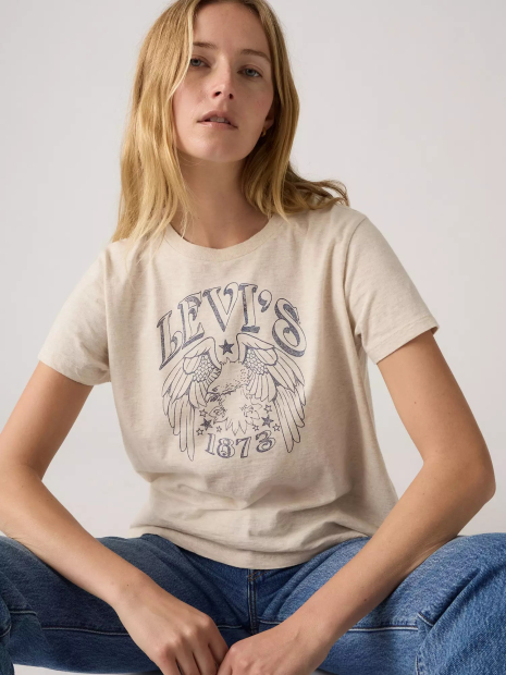 Жіноча футболка Levi's з принтом 1159861858 (Молочний S)