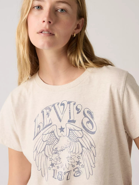 Женская футболка Levi's с принтом 1159861858 (Молочный S)