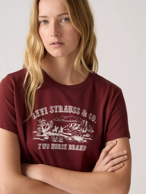 Женская футболка Levi's с принтом 1159861861 (Бордовый S)
